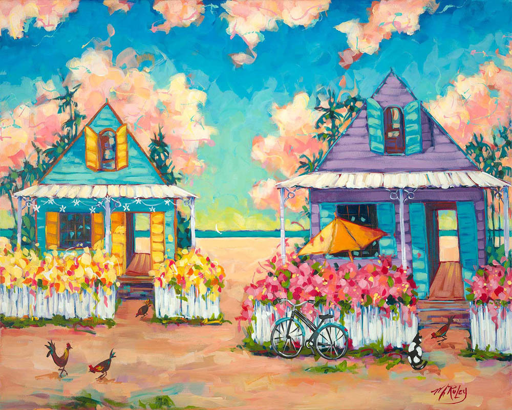 Pam Hobbs or Maggie Ruley are quintessential Key West artists: Hobbs with bold colors, black outlines, and a woozy perspective; and Ruley with soft seascapes that make you feel like a green flash could appear any moment. Seen together, the good friends capture just about everything we love about this place.
