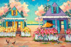 The history of Key West's charming cottages, historic homes, and island architecture is examined and reimagined in this exhibition. Ruley's revisionist approach to painting our historic jewels blends the before and after with color and whimsy.