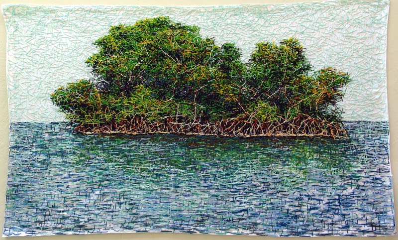 Artwork of mangroves and water