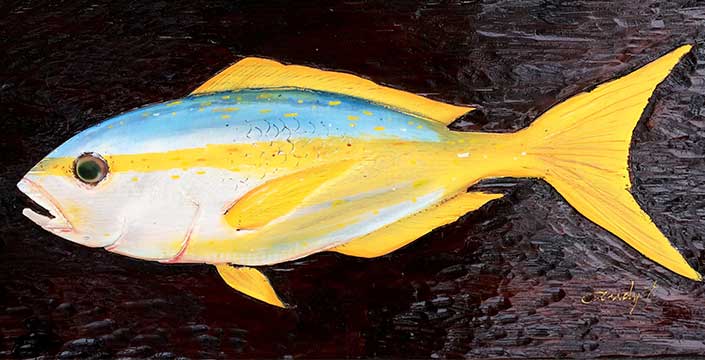 Yellow white and blue fish
