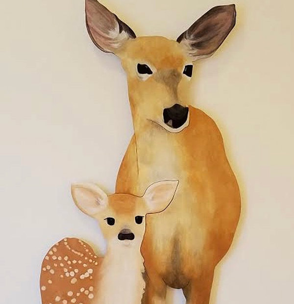 Artwork two deer on a gray background