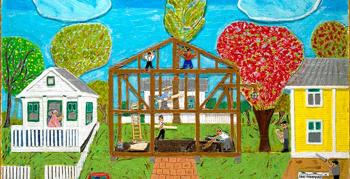 Artwork of house being built