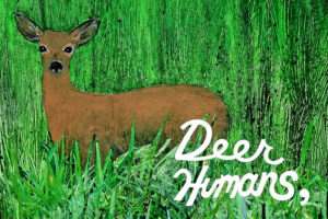 Artwork of a deer with a green grass background