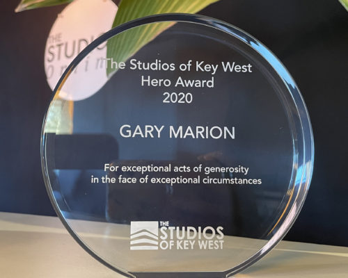 Gary Marion's award from the Studios of Key West