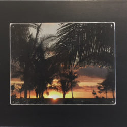 Photo of a tropical sunset scene