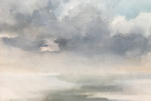 Watercolor of grey clouds by Susan Sugar