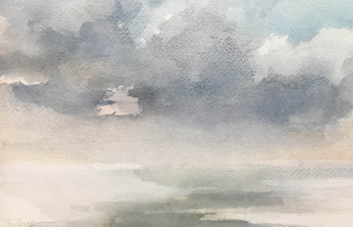 Watercolor of grey clouds by Susan Sugar