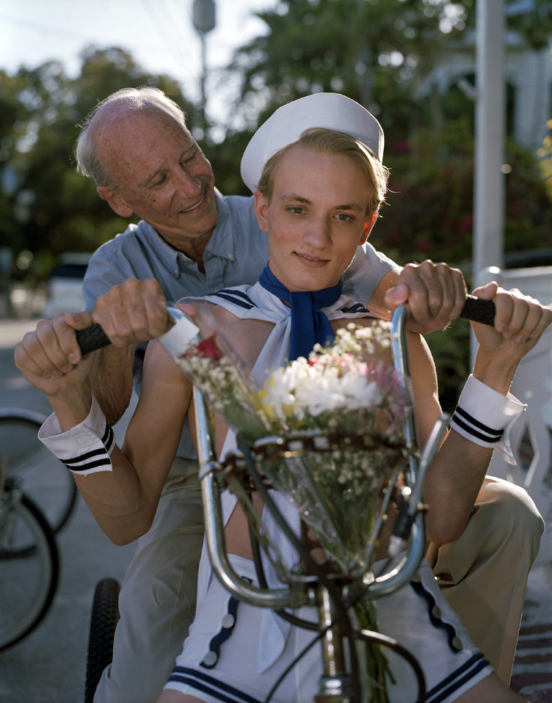 Leifheit takes the story of Robert the Doll—that of an older man carrying around an effigy of his younger self dressed in a little sailor suit—and reinterprets it as a tongue-in-cheek queer story. Leifheit’s photographs meld history with autobiography and commentary on queer culture. The result offers a celebration of different relationships, and a new take on an old story.