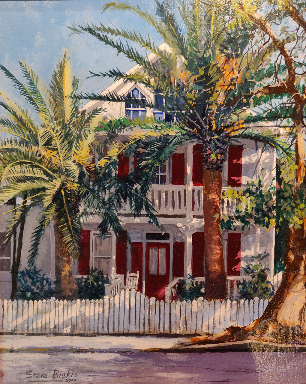 Bickis started his Key West tenure as a sign painter before briefly moving north. Called back by the unique lighting of the island, he began his second life here, exploring the push-pull of shadow and sunlight.