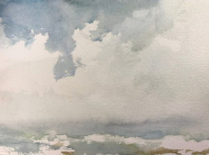 Sparse watercolor of the sky and sea