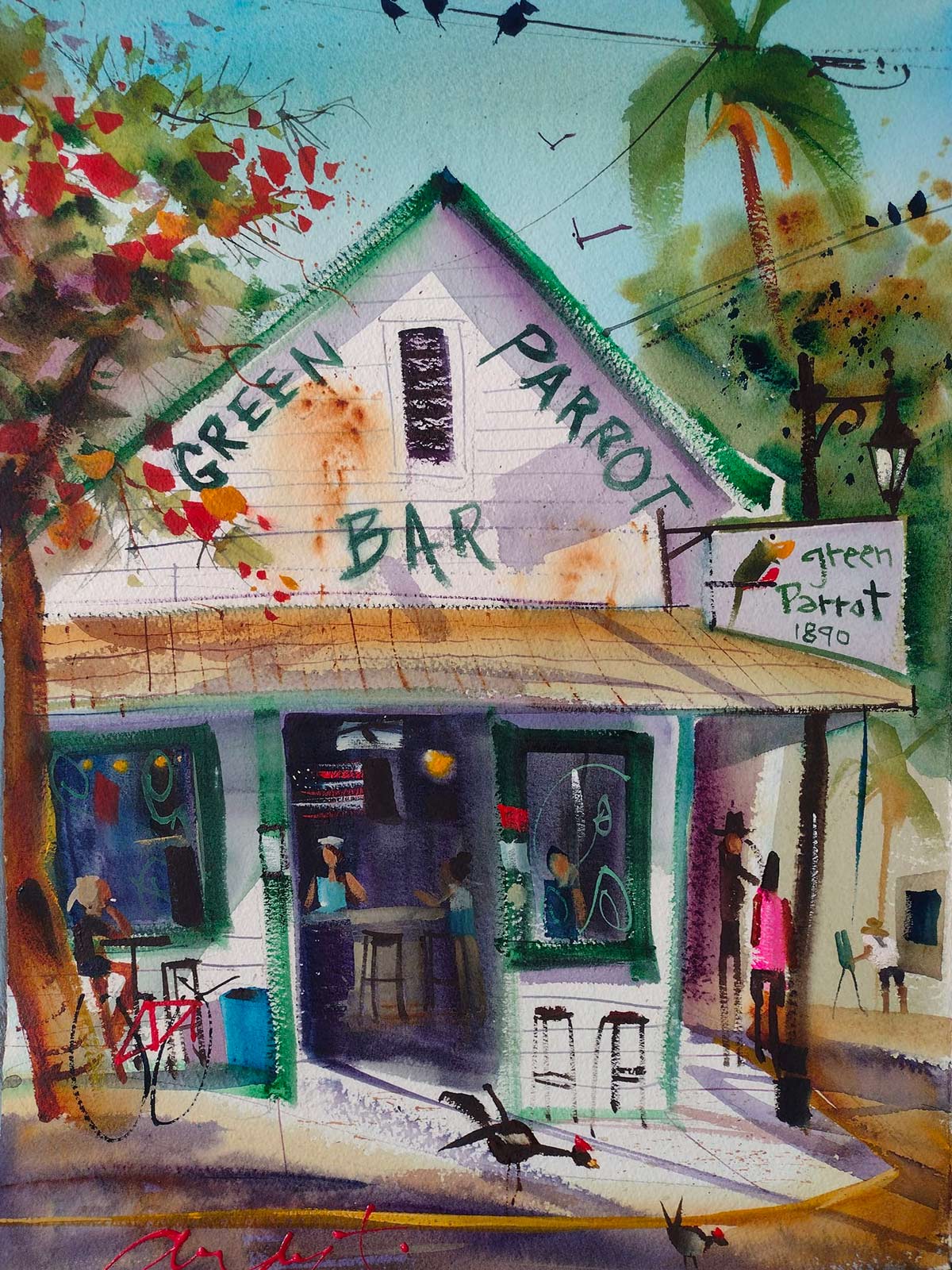 Original works by renowned local Thurber and rising artist Dwyer that emphasize the immediacy of plein air and the spontaneity of watercolor while capturing the tropical colors and diversity of our community.