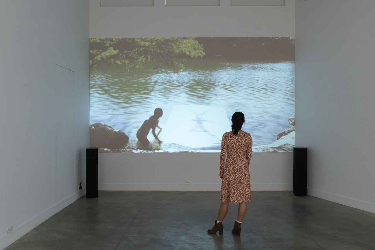 A multimedia artist and endurance swimmer, Renee Lai traces her body navigating water onto paintings to evoke where the body meets the world, as a metaphor for boundary blurring.