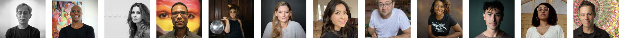 pears-new Collage of diverse Peyton Evans Artist Residents headshots arranged in a horizontal row.
